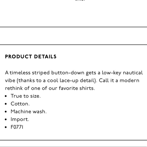 MADEWELL Striped Terrace Lace-Up Long Sleeve Top Blue White Size Small F26 - Picture 10 of 11